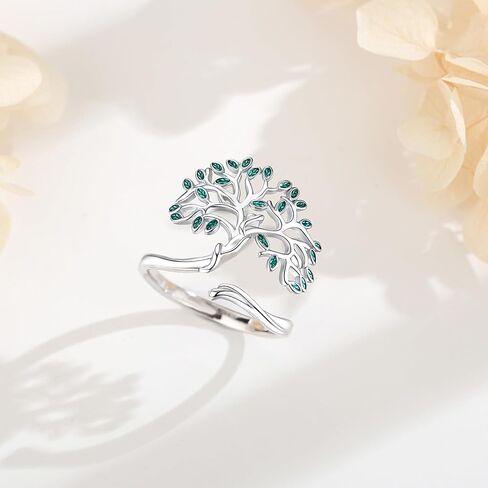 CELESTIA Tree of Life Ring for Women Men 925 Sterling Silver,Adjustable Nature Tree Open Band Rings Protection Amulet Stackable Jewelry Gift in Saudi Arabia