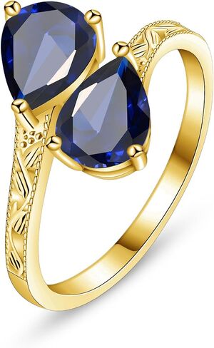 2.5ct Adjustable Vintage Milgrain Filigree Birthstone Ring, Thickened 14K Gold Plated, Victorian Style, Dainty CZ Gemstone Stackable Rings Band Birthday Jewelry Gifts Adjustable (US Size 5-10) in Saudi Arabia