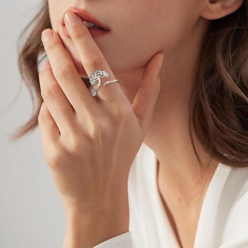 CELESTIA Tree of Life Ring for Women Men 925 Sterling Silver,Adjustable Nature Tree Open Band Rings Protection Amulet Stackable Jewelry Gift in Saudi Arabia