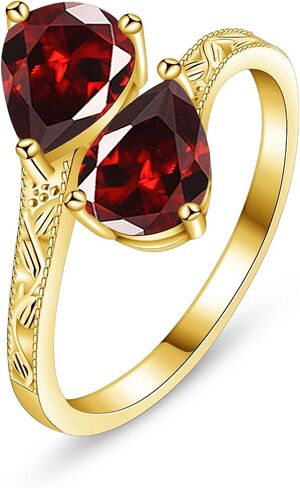 2.5ct Adjustable Vintage Milgrain Filigree Birthstone Ring, Thickened 14K Gold Plated, Victorian Style, Dainty CZ Gemstone Stackable Rings Band Birthday Jewelry Gifts Adjustable (US Size 5-10) in Saudi Arabia