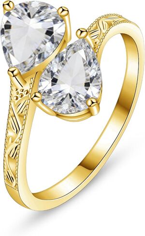 2.5ct Adjustable Vintage Milgrain Filigree Birthstone Ring, Thickened 14K Gold Plated, Victorian Style, Dainty CZ Gemstone Stackable Rings Band Birthday Jewelry Gifts Adjustable (US Size 5-10) in Saudi Arabia