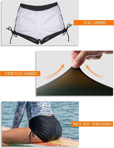 Buauty Women's Swim Shorts Board Shorts Bikini Bottoms High Waisted Boy Shorts Adjustable Side Tie Quick Dry in Kuwait