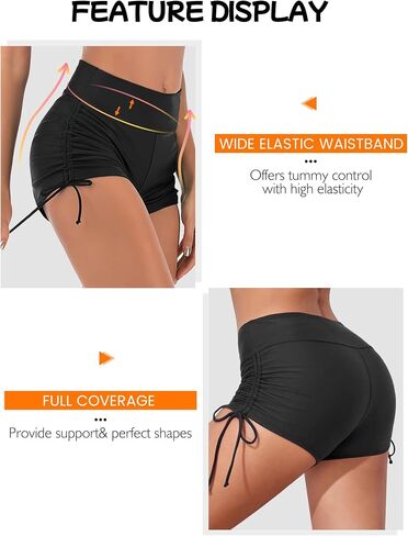 Buauty Women's Swim Shorts Board Shorts Bikini Bottoms High Waisted Boy Shorts Adjustable Side Tie Quick Dry in Kuwait