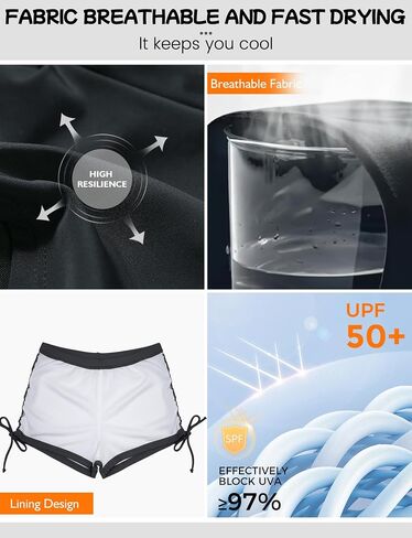 Buauty Women's Swim Shorts Board Shorts Bikini Bottoms High Waisted Boy Shorts Adjustable Side Tie Quick Dry in Kuwait
