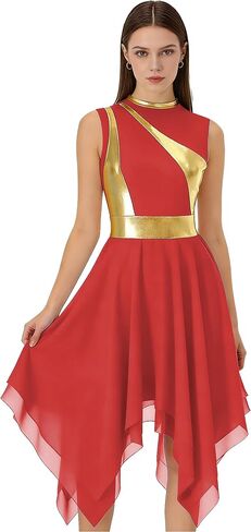 Women's Dance Dress Sleeveless Praise Dance Tunic Church Worship Lyrical Dancing Dress Irregular Hem Liturgical Skirt in Saudi Arabia
