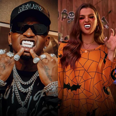 Silver Iced Out Grillz for Men and Women – Full Top & Bottom Teeth Grills with Rhinestones, One Size Fits Most, Includes Silicone Molding Bars for Hip Hop Rap Rapper Costume Accessories Party Jewelry in Kuwait