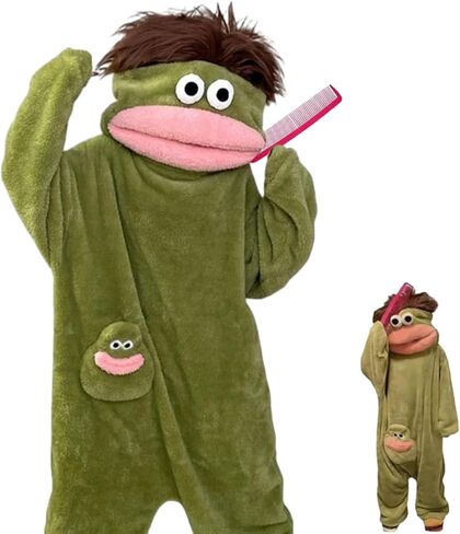 Big Mouth Onesie, Funny Green Monster Hooded Fleece Onesie Pajamas, Cozy Ultra-Soft Plush in Saudi Arabia