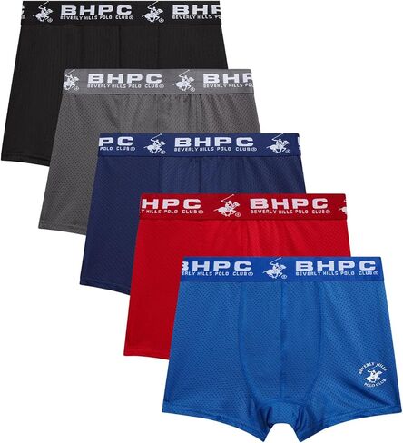 Beverly Hills Polo Club Boys Boxer Briefs - 5 Pack Performance Stretch Soft Boys Cotton Underwear Youth Boxer Briefs in Kuwait