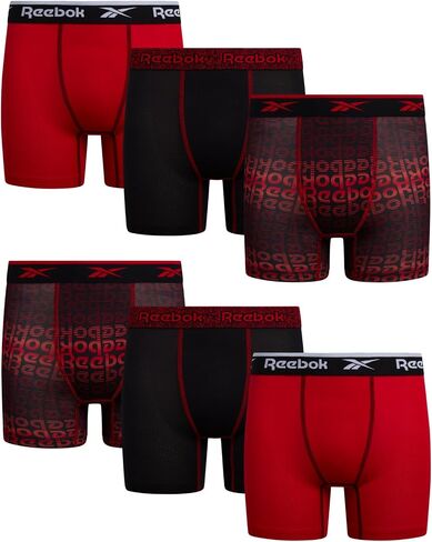Reebok Boys Boxer Briefs - 6 Pack Breathable Performance 5" Inseam Mesh Boys Underwear Athletic Boxer Briefs in Saudi Arabia