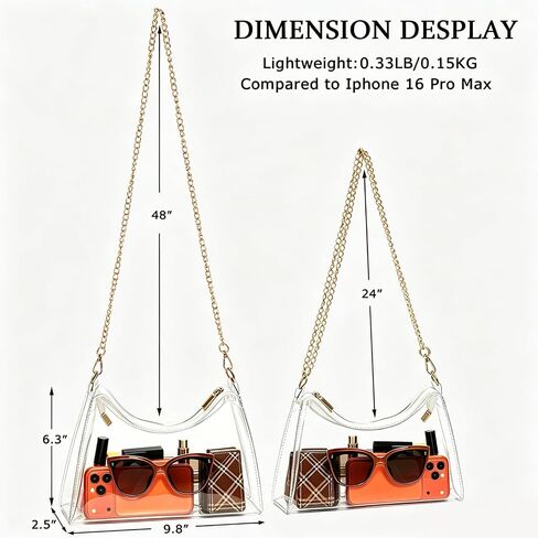 Clear Purse Bag for Stadium Events Transparent Clear Crossbody Shoulder Chain Bag in Kuwait