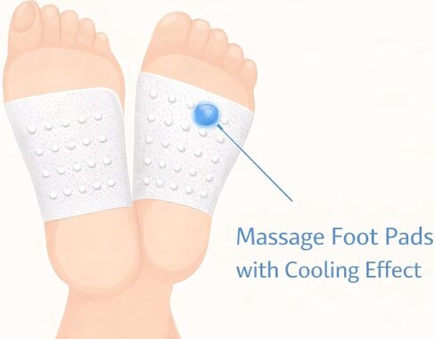 Foot Relief Cooling Patch Sheets (12 Total, Pack of 3) – Acupressure Stimulating Foot Pads for Tired Feet, Soothing Cooling Sensation, Easy Overnight Use 휴족시간 in Kuwait