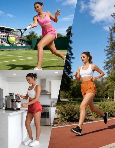 Womens High Waisted Athletic Running Shorts with Pockets Quick Dry Lightweight Loose Fit Workout Gym Shorts in Kuwait
