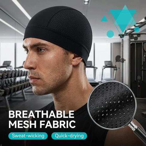 Cooling Skull Cap Beanie, 2 Pack, Breathable, for Running, Cycling, Motorcycling & Outdoor Sports, Men & Women, Black in Saudi Arabia