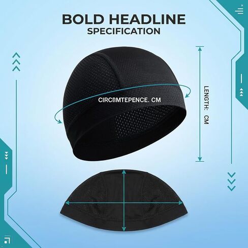Cooling Skull Cap Beanie, 2 Pack, Breathable, for Running, Cycling, Motorcycling & Outdoor Sports, Men & Women, Black in Saudi Arabia