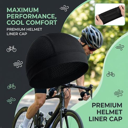 Cooling Skull Cap Beanie, 2 Pack, Breathable, for Running, Cycling, Motorcycling & Outdoor Sports, Men & Women, Black in Saudi Arabia