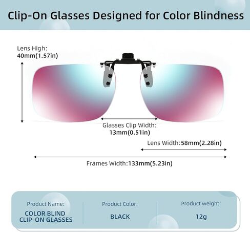 Clip-On Color Blind Glasses for Men - Portable Eyewear for Seeing Colors, Color Blindness Correction Clip (Clear) in Saudi Arabia