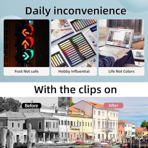 Clip-On Color Blind Glasses for Men - Portable Eyewear for Seeing Colors, Color Blindness Correction Clip (Clear) in Saudi Arabia