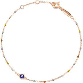 PERIMADE Evil Eye Charm Bracelet 925 Sterling Silver Turkish Blue Enamel Evil Eye Beaded Chain Bracelet for Women, 18K Gold Plated Stackable Bead Chain Jewelry Good Luck Protection Gifts in Saudi Arabia