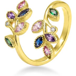 Open Rings 925 For Women Adjustable 925 Silver Plated & 14K Gold Plated Green Colorful Cubic Zirconia Delicate Stackable Jewelry Gifts in Kuwait