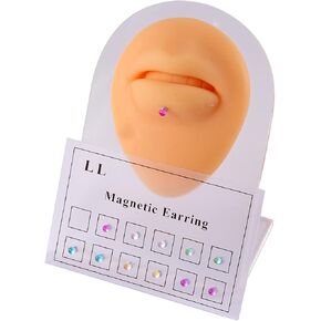 Stainless Steel Crystal Fake Ear Stud Earrings Nose Lip Ring Clip on Cubic Zirconia Tragus for Women Men Multicolor Non Piercing Jewelry Set in Saudi Arabia