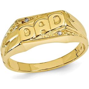 10K Yellow Gold Polished Mens DAD Ring with Etched Edges (SIZE 10) in Kuwait