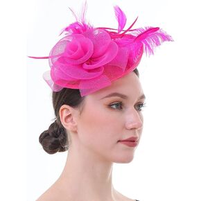 Fascinator Hat with Feather and Mesh – Floral Headpiece for Tea Party, Wedding, Cocktail Event in Saudi Arabia