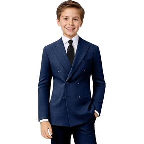 Boy Suits Tweed Herringbone 5 Piece Kid Suit Teen Double Breasted Tweed Suit Jacket Pants Set with Shirt Tie Bow Tie in Saudi Arabia