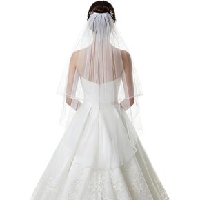 2-Tier Wedding Veils for Brides, Bridal Veils for Wedding, Waist Length Weddings Veil, Bridal Tulle with Comb, Pencil Edge in Saudi Arabia