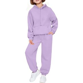 Vivimeng Girls 2 Piece Outfits Sweatsuit Set Half Zip Sweatshirt Fleece Long Sleeve Hoodie Joggers Sweatpants with Pockets in Saudi Arabia