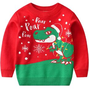 Toddler boy Christmas Sweater Kids Christmas Sweater Boy Girl 2025 Funny Xmas Reindeer Long Sleeve Knit Clothes Toddler Pullover Infant Winter Tops Red-w 5-6 Years in Kuwait