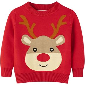Christmas Outfit Toddler boy Kids Christmas Sweater Boy Girl 2025 Funny Xmas Reindeer Long Sleeve Knit Clothes Toddler Pullover Infant Winter Tops Red-n 3-4 Years in Saudi Arabia