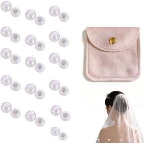 Pearl Veil Weights Double-Sided, 16 Pairs for Long Veils, Non-Damaging Outdoor Wedding Accessories for Brides in Saudi Arabia