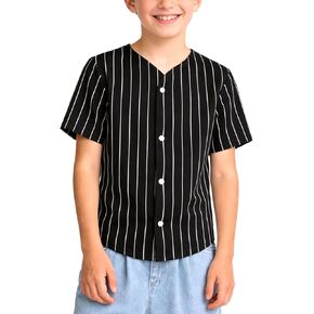 Outofgas Youth Pinstripe Baseball Jersey Boys Girls, Button Down Stripe Softball Shirt for Kids Toddler Vintage Uniform 2-14T in Kuwait