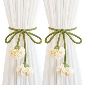 Handmade Curtains Tiebacks, Boho Flower Curtain Tie Backs Curtain Holder Tie Backs for Curtains Braided,Cute Flower Curtain Ties Decorative Rope for Bedroom Window Treatment (Orange) in Saudi Arabia