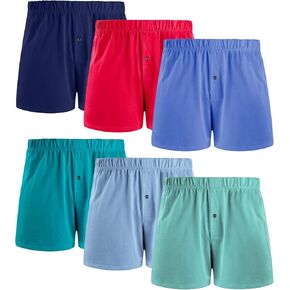 Men's Boxer Shorts 6 Pack, Soft Cotton Knit Loose Fit Underwear with Button Fly and Comfort Elastic Waistband in Saudi Arabia