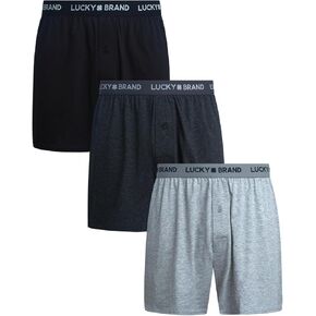 شورت بوكسر رجالي من Lucky Brand - 3 قطع من الملابس الداخلية القطنية فائقة النعومة والمريحة للرجال مع زر، درزة داخلية 4 بوصات in Kuwait