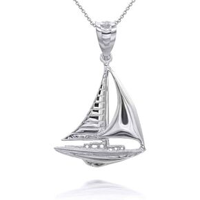 Claddagh Gold Maritime Sail Boat NauticalCharm Pendant Necklace Fine Real Solid 925 Sterling Silver in Kuwait