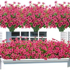 Bassion 20 Bundles Artificial Flowers for Outdoors Decorations, UV Resistant Faux Plants Fake Silk Flowers for Outside Daisy Hanging Planters Window Box Front Door Porch Patio Yard Home Decor in Saudi Arabia