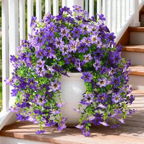 INQCMY Artificial Flowers for Outdoor Faux Hanging Plants Spring Outside Decoration,2Bundles Fake Silk Flowers Realistic Outdoor Flowers No Fade UV Resistant Porch Patio Window Yard Balcony Decor in Saudi Arabia