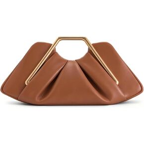 Women's Ruched Cloud Dumpling Clutch Purse with Geometric Metal Handle, Vintage Evening Bag for Wedding Party in Saudi Arabia