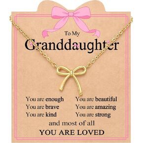 Eryuor Always Remember You Are Loved - Gold Bow Necklace Gifts for Granddaughter Daughter Cute Preppy Stuff in Saudi Arabia