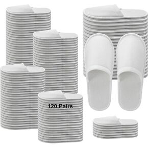 120 Pairs Disposable Slippers for Guests, Bulk White Spa Slippers with Non Slip Sole, Breathable Non-Woven Fabric Slippers for Hotel, Travel, Party, Gym in Saudi Arabia