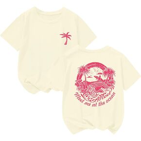 Girls Cute Graphic Tees Kids Hawaiian Beach Shirts Meet Me at The Ocean Shirts Toddler Oversized Tshirt Summer Tops in Saudi Arabia