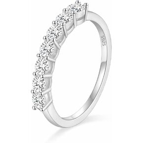 Moissanite Rings for Women - 0.7CT D Color VVS1 Moissanite Wedding Band Half Eternity Ring, 925 Sterling Silver Stackable Anniversary Engagement Promise Ring, Gifts for Women, Mom, Birthday, Valentine in Saudi Arabia