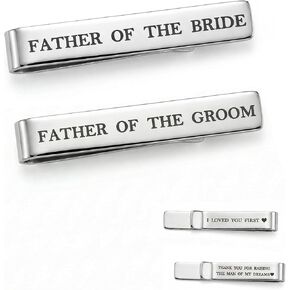 Father Of The Groom and Bride Gifts Groomsmen Gifts from Bride Wedding Tie Clip White Gold Plated Tie Clips Stainless Steel Tie Bars in Saudi Arabia