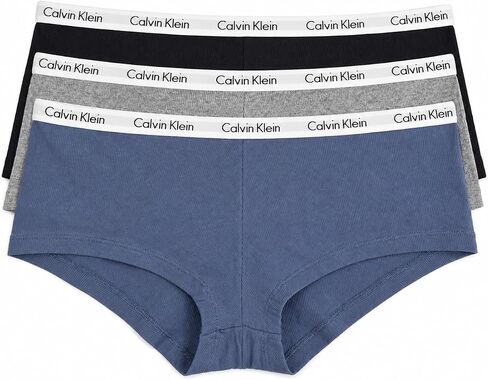 Calvin Klein Women's Ribbed Cotton Boyshorts, Logo Waistband, 3 Pack in Kuwait