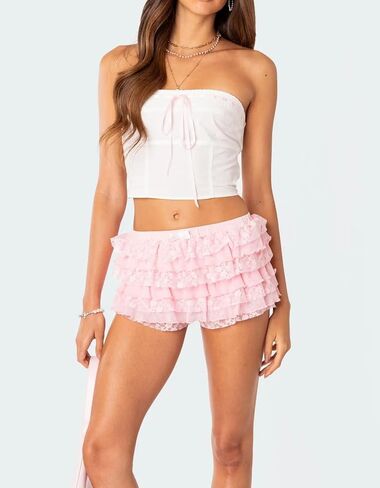 KMBANGI Women Ruffle Shorts Bloomers Lace Layered Cute Lolita Pumpkin Pants Sexy Boy Shorts Booty Bottoms Y2k Pettipants in Kuwait
