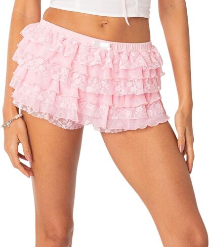 KMBANGI Women Ruffle Shorts Bloomers Lace Layered Cute Lolita Pumpkin Pants Sexy Boy Shorts Booty Bottoms Y2k Pettipants in Kuwait
