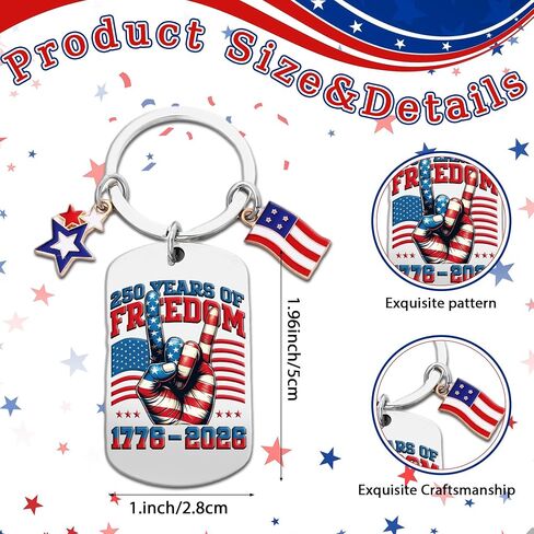 America 250 USA Keychain, American 250th Anniversary Metal Keychain, 4th of july 1776-2026 Patriotic Commemorative Keyring for Men Merchandise in Saudi Arabia