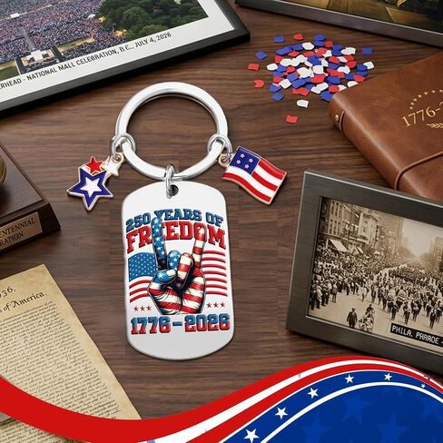 America 250 USA Keychain, American 250th Anniversary Metal Keychain, 4th of july 1776-2026 Patriotic Commemorative Keyring for Men Merchandise in Saudi Arabia